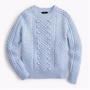 J.Crew Wool Popcorn Cable Knit Sweater in Light Blue